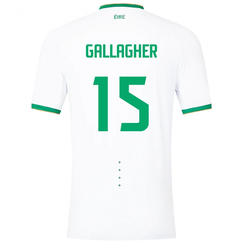 Uomo Maglia Irlanda Oisín Gallagher #15 Bianco Kit Gara Away 24-26 Maglietta