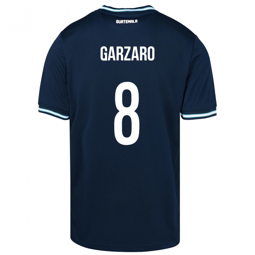 Uomo Maglia Guatemala Santiago Garzaro #8 Blu Kit Gara Away 24-26 Maglietta