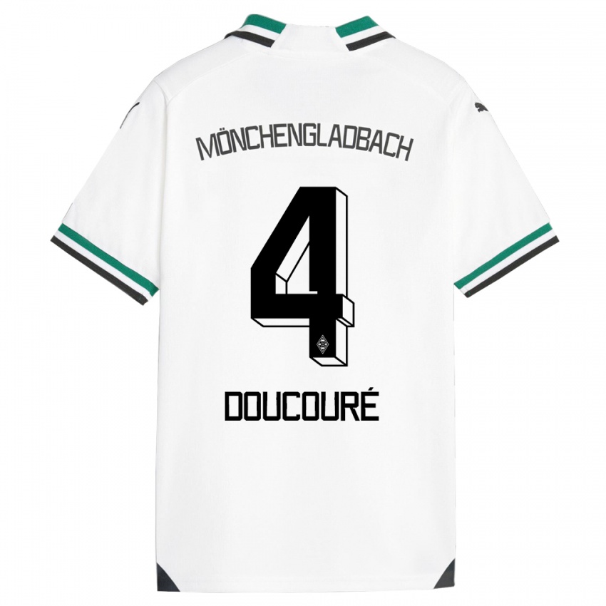 Bambino Maglia Mamadou Doucouré #4 Bianco Verde Kit Gara Home 2023/24 Maglietta