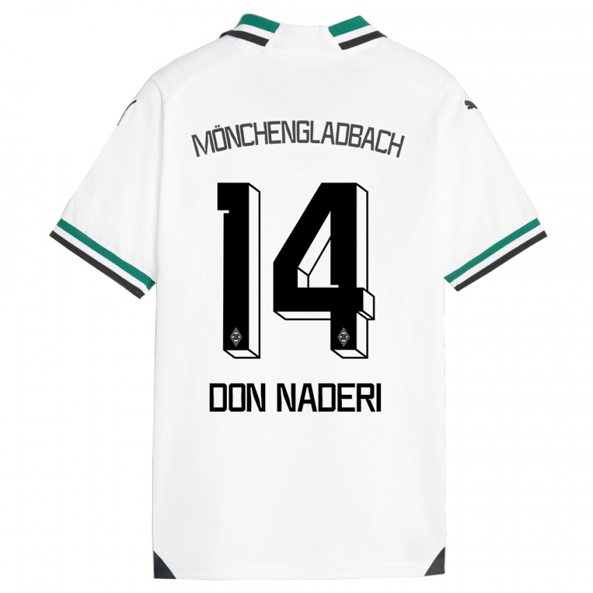 Bambino Maglia Ryan Don Naderi #14 Bianco Verde Kit Gara Home 2023/24 Maglietta