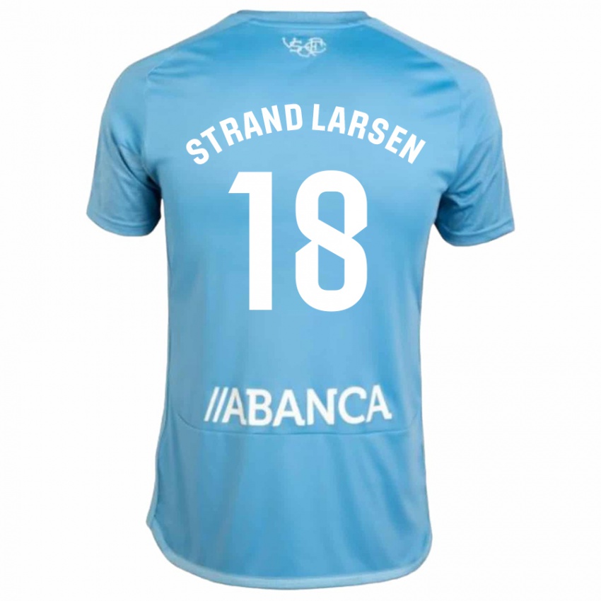 Bambino Maglia Jørgen Strand Larsen #18 Blu Kit Gara Home 2023/24 Maglietta