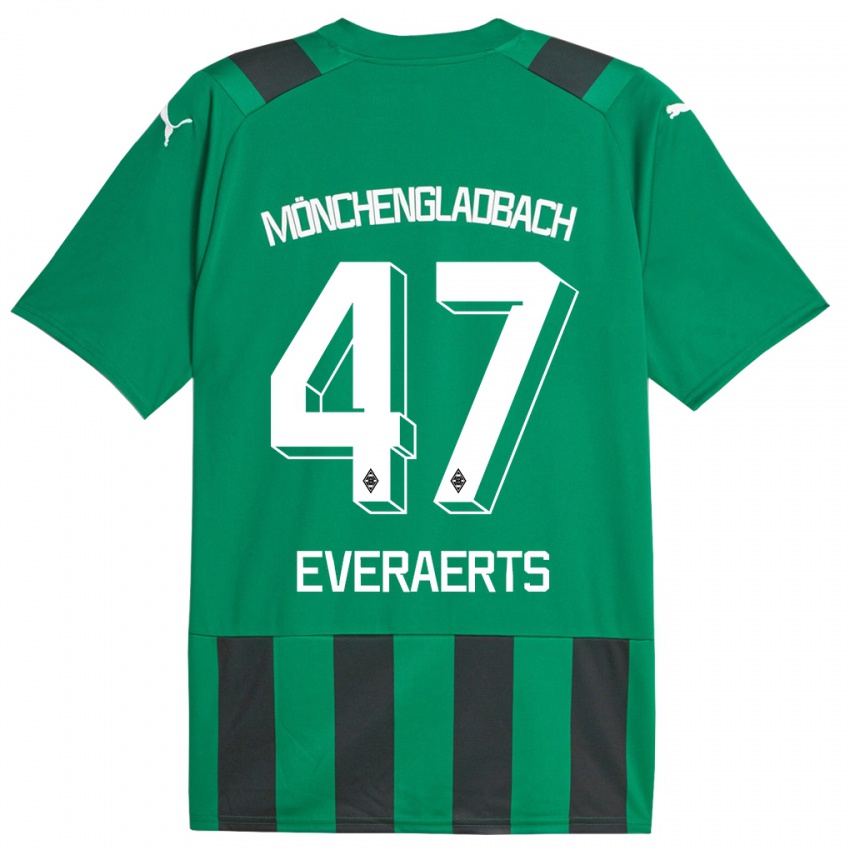 Bambino Maglia Kim Everaerts #47 Nero Verde Kit Gara Away 2023/24 Maglietta