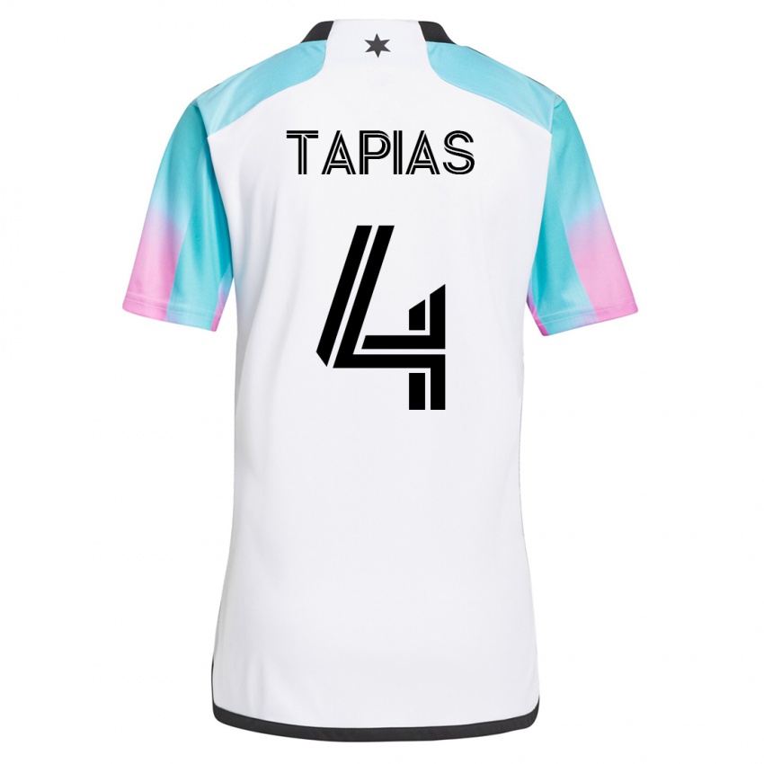 Bambino Maglia Miguel Tapias #4 Bianco Kit Gara Away 2023/24 Maglietta