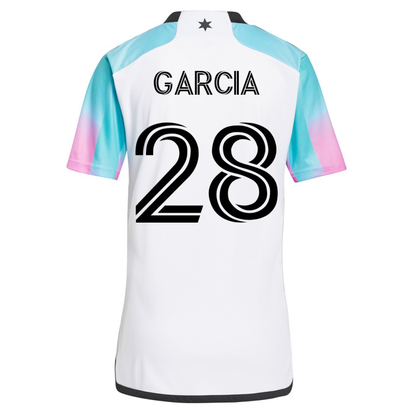 Bambino Maglia Mender García #28 Bianco Kit Gara Away 2023/24 Maglietta