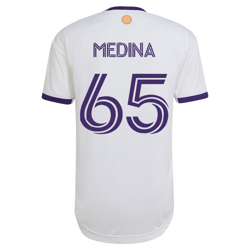Bambino Maglia Cristian Medina #65 Bianco Kit Gara Away 2023/24 Maglietta