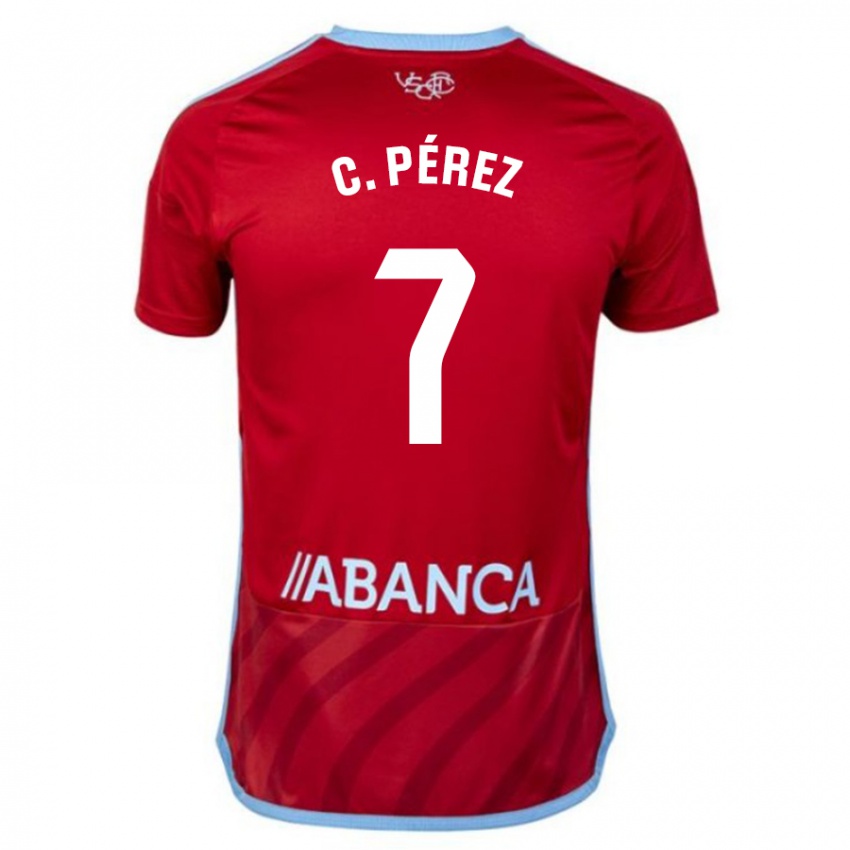 Bambino Maglia Carles Pérez #7 Rosso Kit Gara Away 2023/24 Maglietta