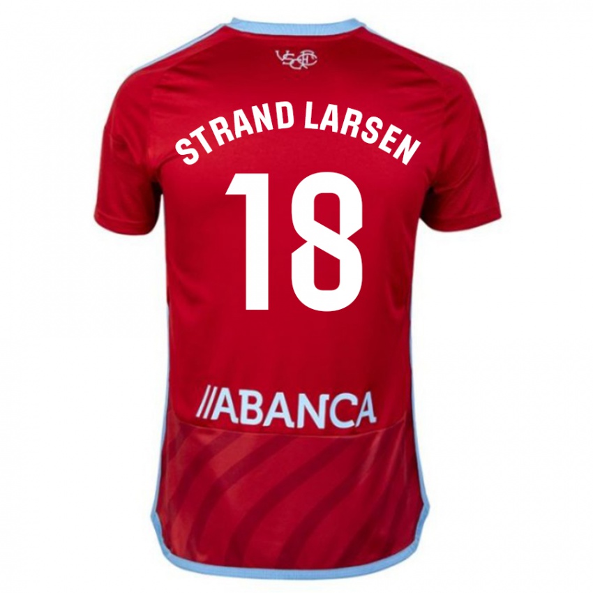 Bambino Maglia Jørgen Strand Larsen #18 Rosso Kit Gara Away 2023/24 Maglietta