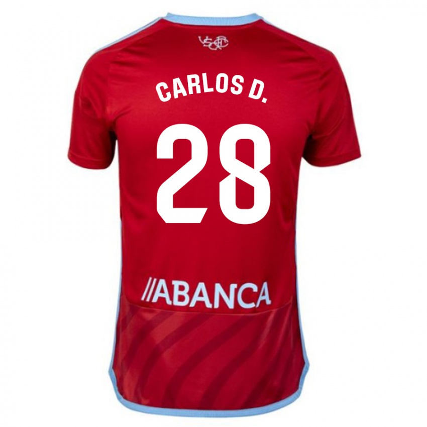 Bambino Maglia Carlos Domínguez #28 Rosso Kit Gara Away 2023/24 Maglietta