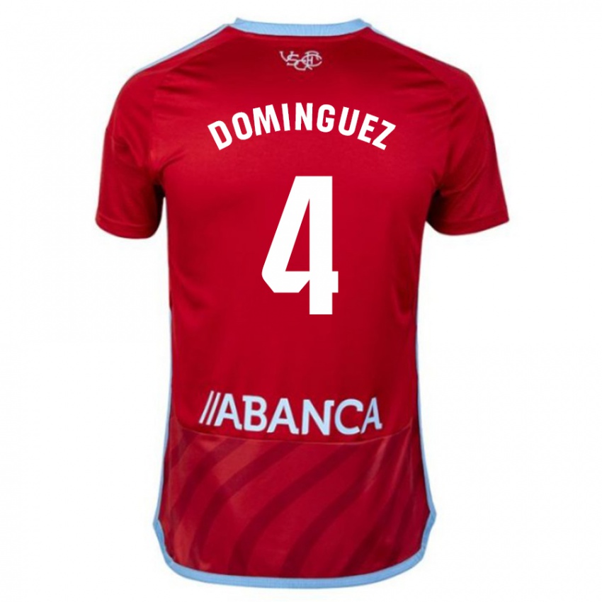 Bambino Maglia Javi Domínguez #4 Rosso Kit Gara Away 2023/24 Maglietta