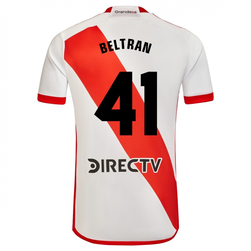 Uomo Maglia Santiago Beltrán #41 Bianco Rosso Kit Gara Home 2023/24 Maglietta