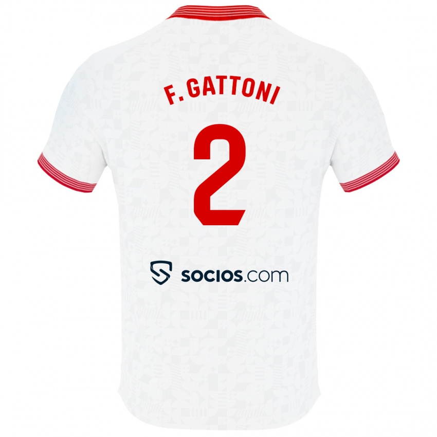 Uomo Maglia Federico Gattoni #2 Bianco Kit Gara Home 2023/24 Maglietta