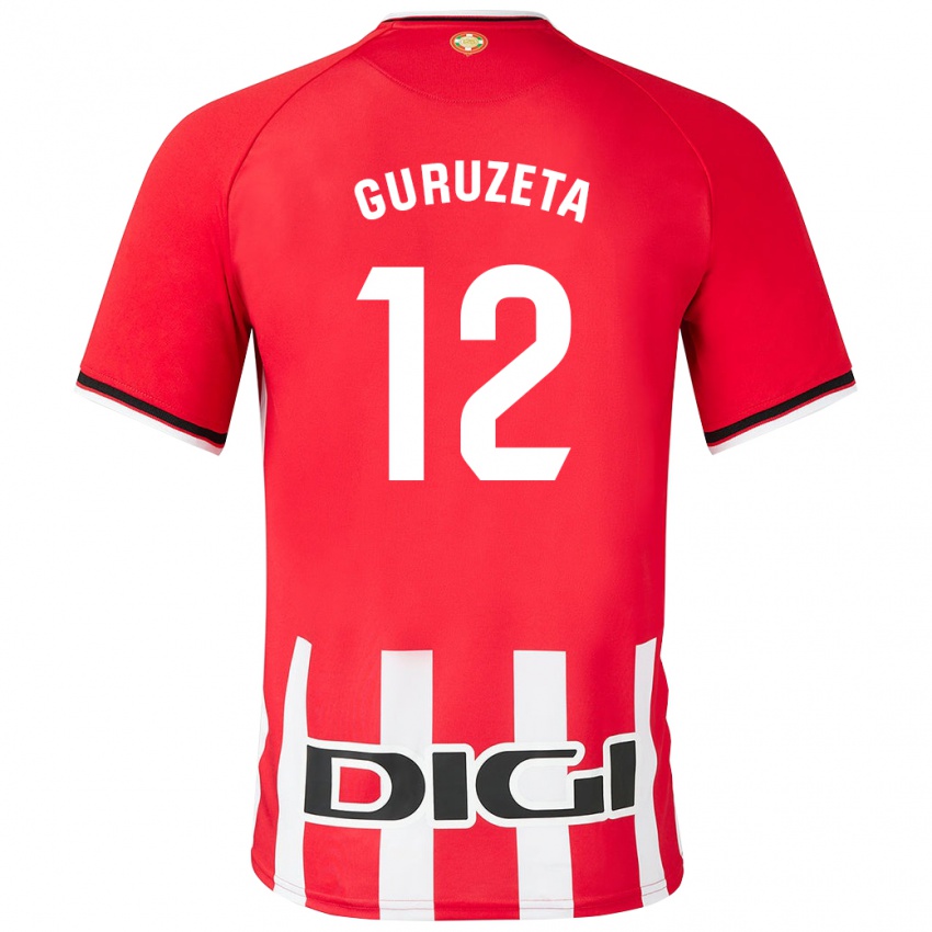 Uomo Maglia Gorka Guruzeta #12 Rosso Kit Gara Home 2023/24 Maglietta