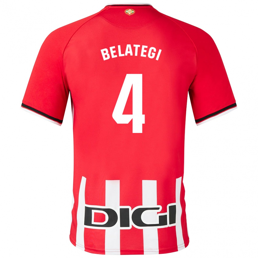 Uomo Maglia Danel Belategi #4 Rosso Kit Gara Home 2023/24 Maglietta