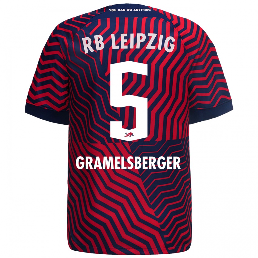 Uomo Maglia Lennert Gramelsberger #5 Blu Rosso Kit Gara Away 2023/24 Maglietta