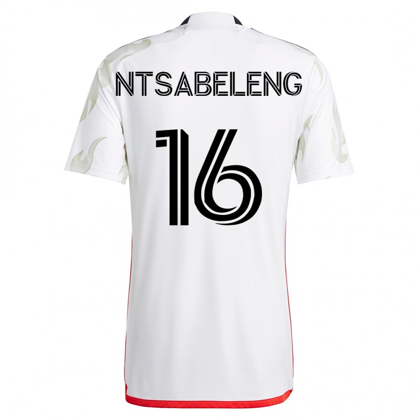 Uomo Maglia Tsiki Ntsabeleng #16 Bianco Kit Gara Away 2023/24 Maglietta