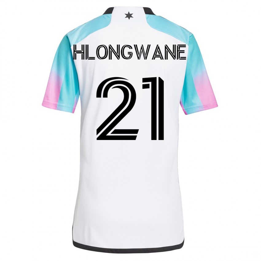 Uomo Maglia Bongokuhle Hlongwane #21 Bianco Kit Gara Away 2023/24 Maglietta