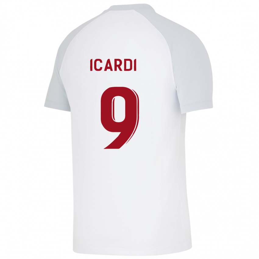 Uomo Maglia Mauro Icardi #9 Bianco Kit Gara Away 2023/24 Maglietta