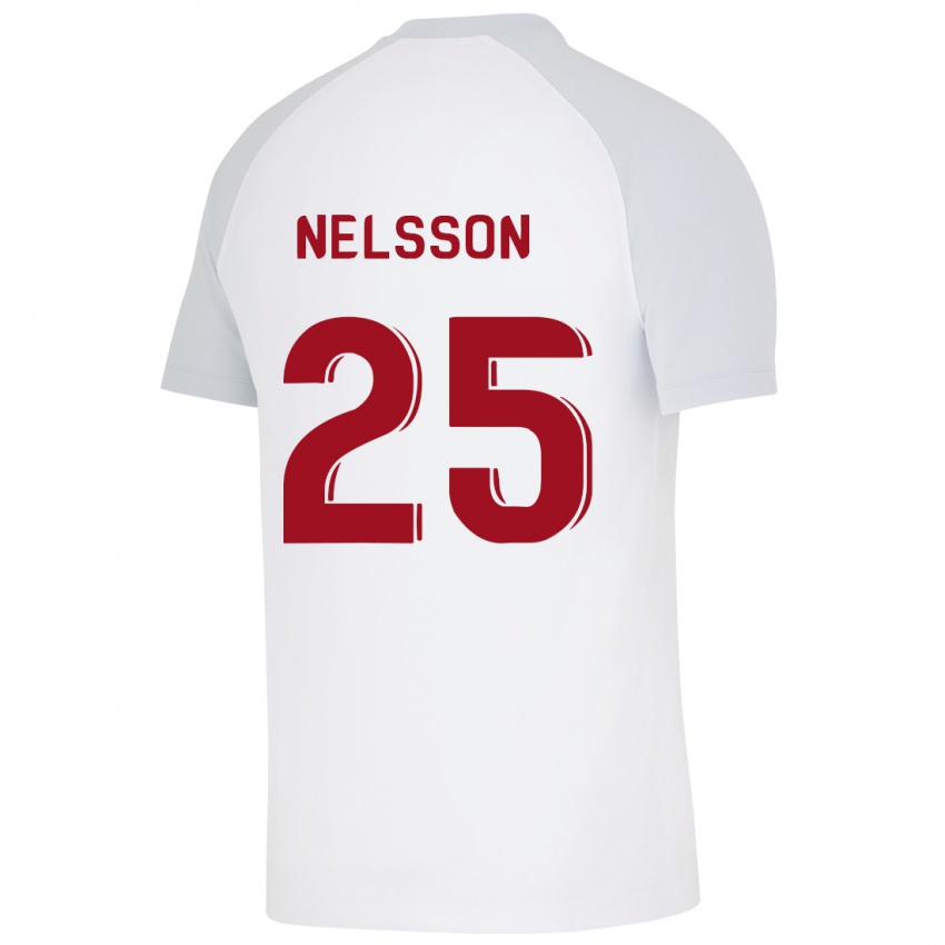 Uomo Maglia Victor Nelsson #25 Bianco Kit Gara Away 2023/24 Maglietta