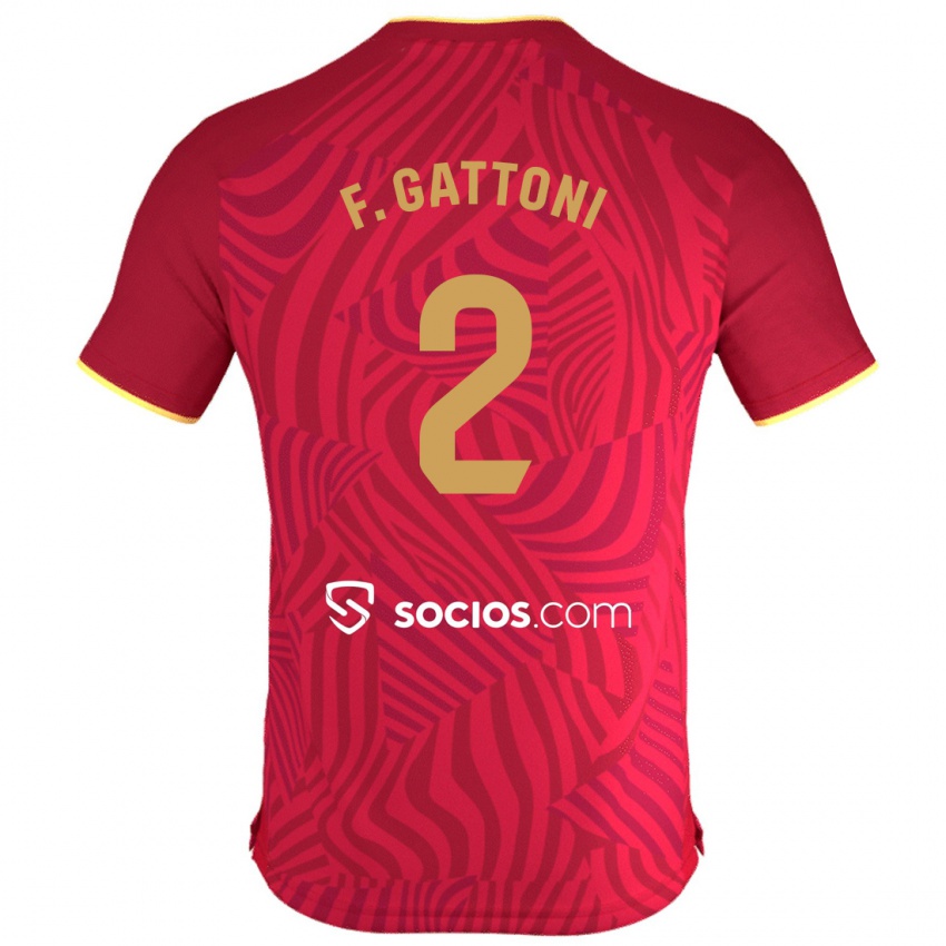 Uomo Maglia Federico Gattoni #2 Rosso Kit Gara Away 2023/24 Maglietta