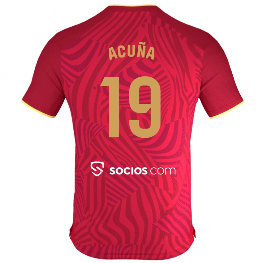 Uomo Maglia Marcos Acuna #19 Rosso Kit Gara Away 2023/24 Maglietta