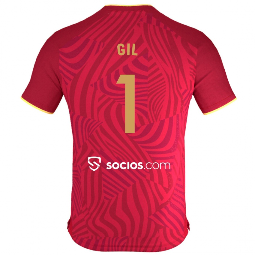 Uomo Maglia David Gil #1 Rosso Kit Gara Away 2023/24 Maglietta