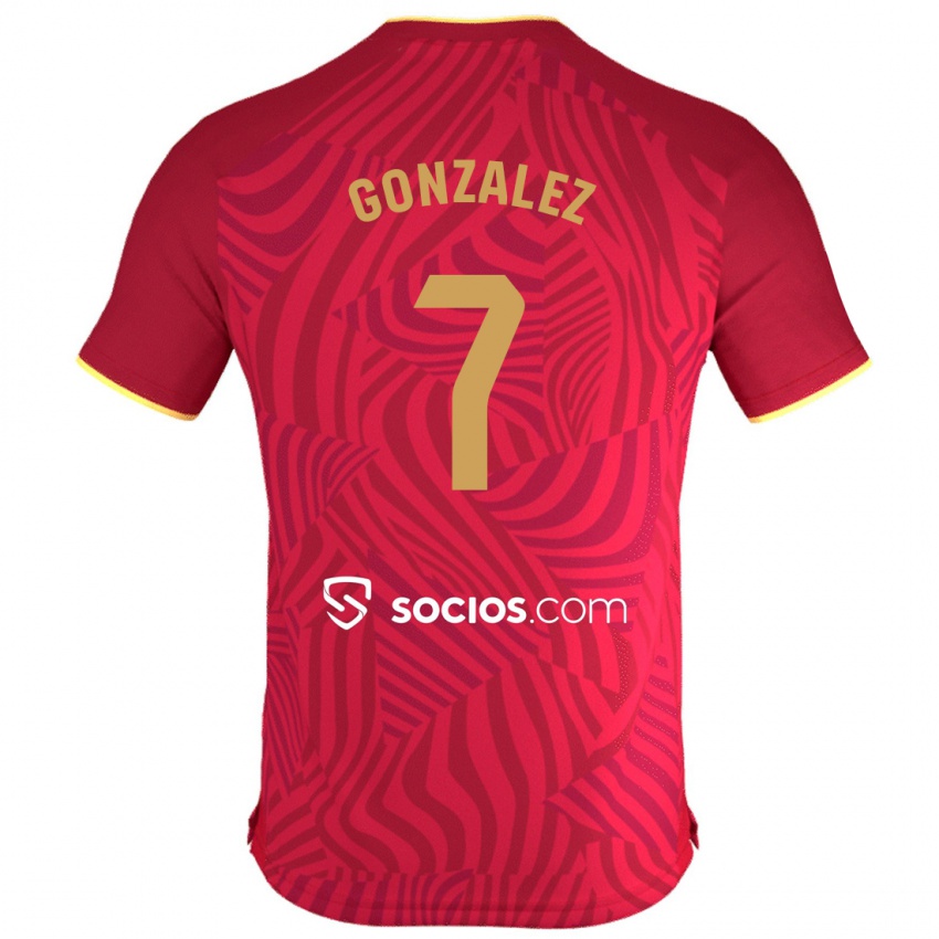 Uomo Maglia Juan González #7 Rosso Kit Gara Away 2023/24 Maglietta