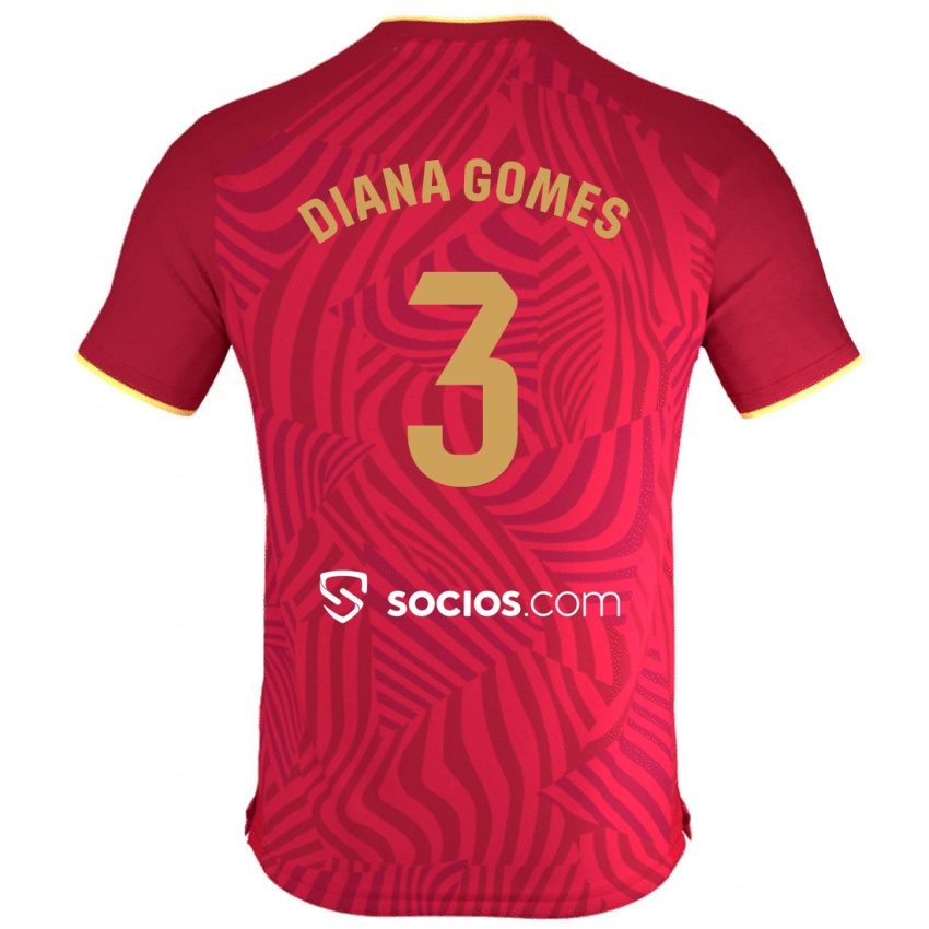Uomo Maglia Diana Catarina Ribeiro Gomes #3 Rosso Kit Gara Away 2023/24 Maglietta
