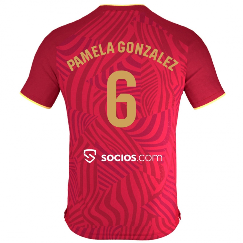 Uomo Maglia Cinthia Pamela González Medina #6 Rosso Kit Gara Away 2023/24 Maglietta