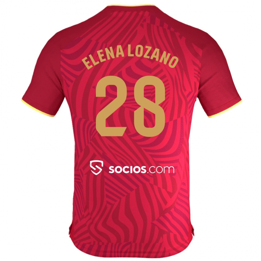 Uomo Maglia Elena Lozano Gallego #28 Rosso Kit Gara Away 2023/24 Maglietta