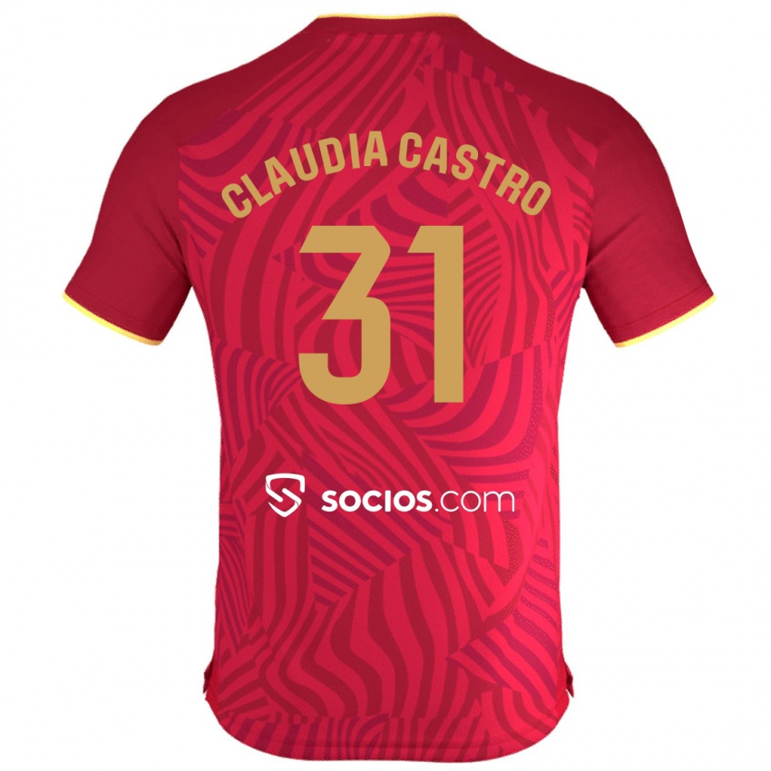 Uomo Maglia Claudia Castro Romero #31 Rosso Kit Gara Away 2023/24 Maglietta