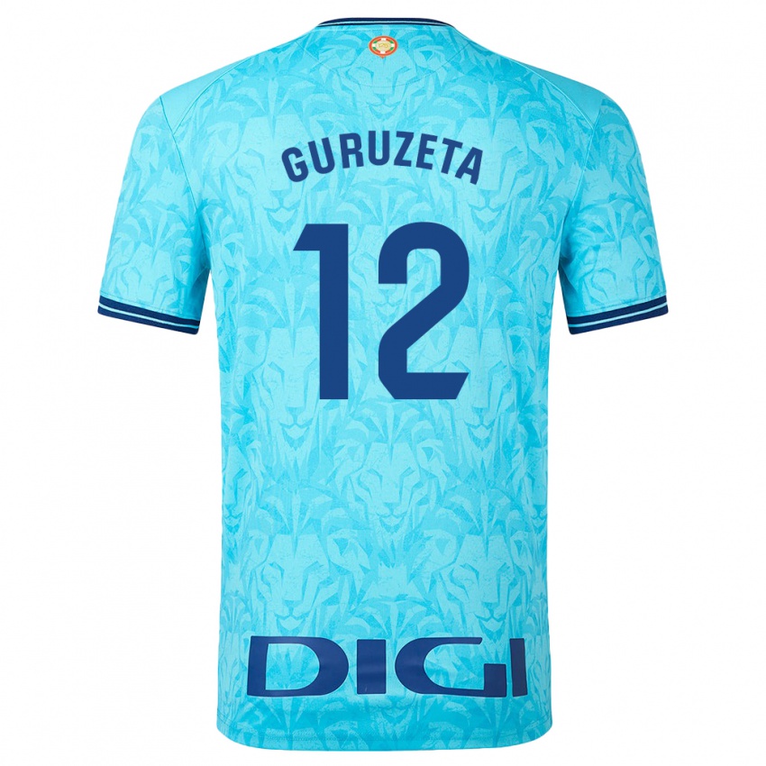 Uomo Maglia Gorka Guruzeta #12 Cielo Blu Kit Gara Away 2023/24 Maglietta