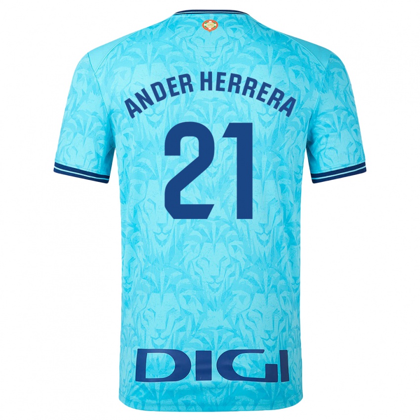 Uomo Maglia Ander Herrera #21 Cielo Blu Kit Gara Away 2023/24 Maglietta