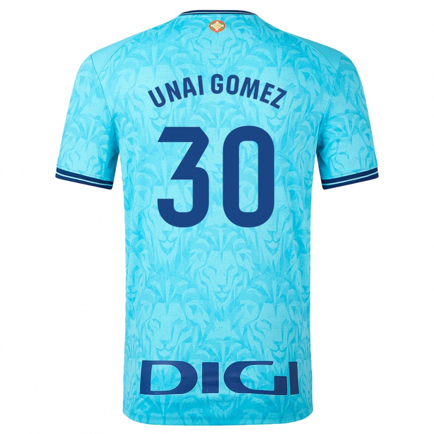 Uomo Maglia Unai Gómez #30 Cielo Blu Kit Gara Away 2023/24 Maglietta