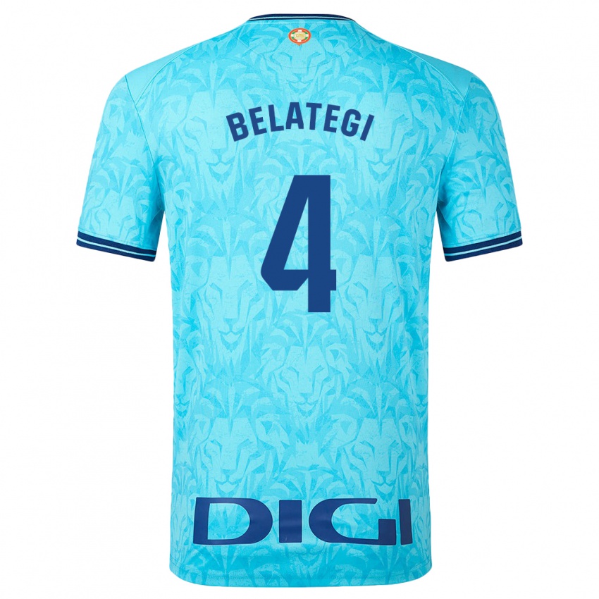 Uomo Maglia Danel Belategi #4 Cielo Blu Kit Gara Away 2023/24 Maglietta
