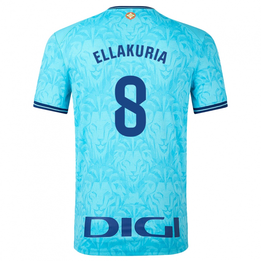 Uomo Maglia Eneko Ellakuria #8 Cielo Blu Kit Gara Away 2023/24 Maglietta
