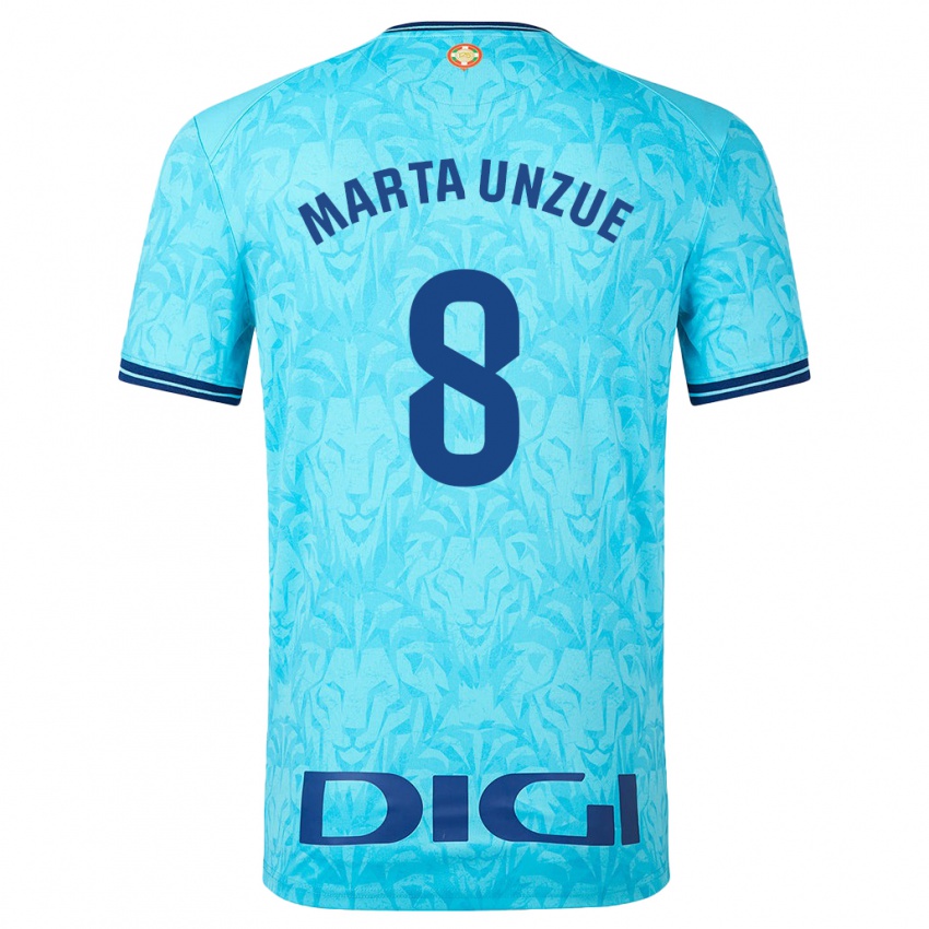 Uomo Maglia Marta Unzué Urdániz #8 Cielo Blu Kit Gara Away 2023/24 Maglietta