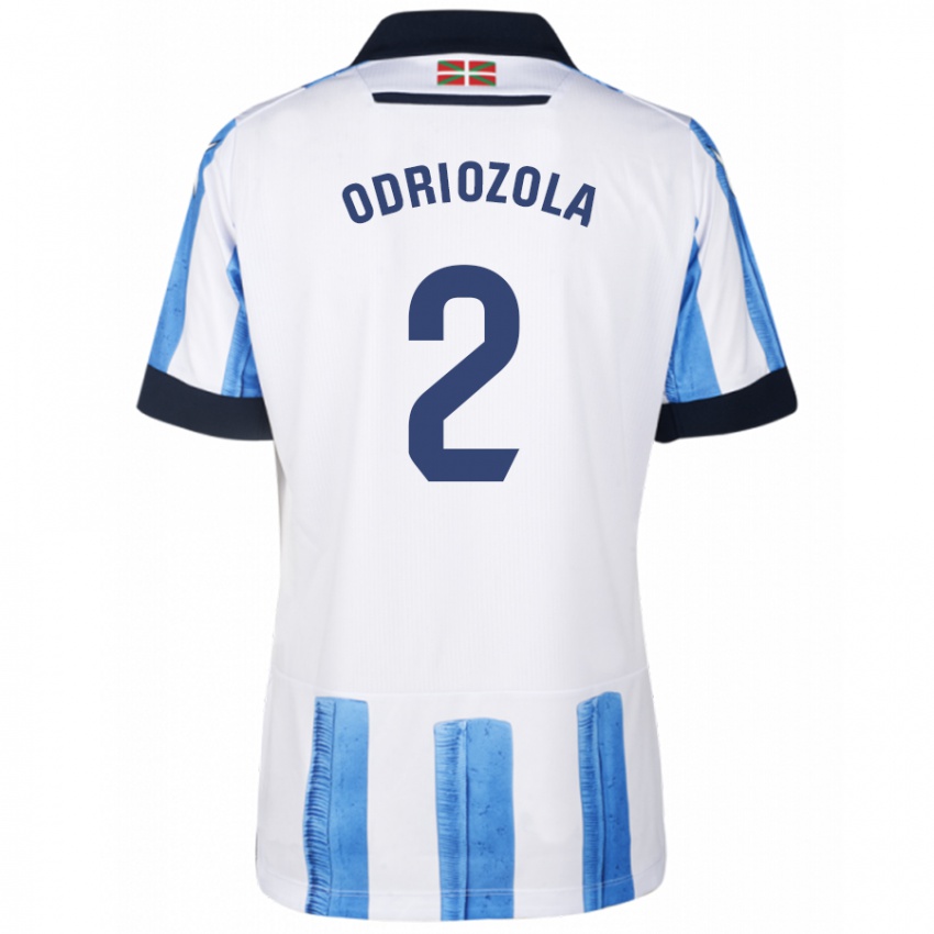 Donna Maglia Alvaro Odriozola #2 Blu Bianco Kit Gara Home 2023/24 Maglietta