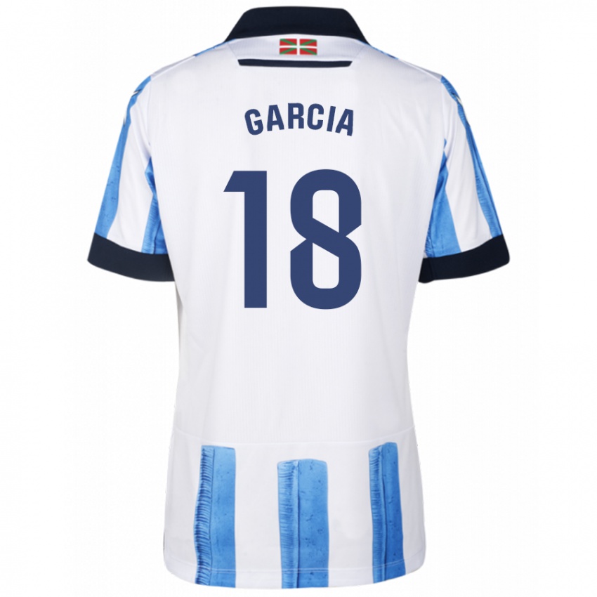 Donna Maglia Eder García #18 Blu Bianco Kit Gara Home 2023/24 Maglietta