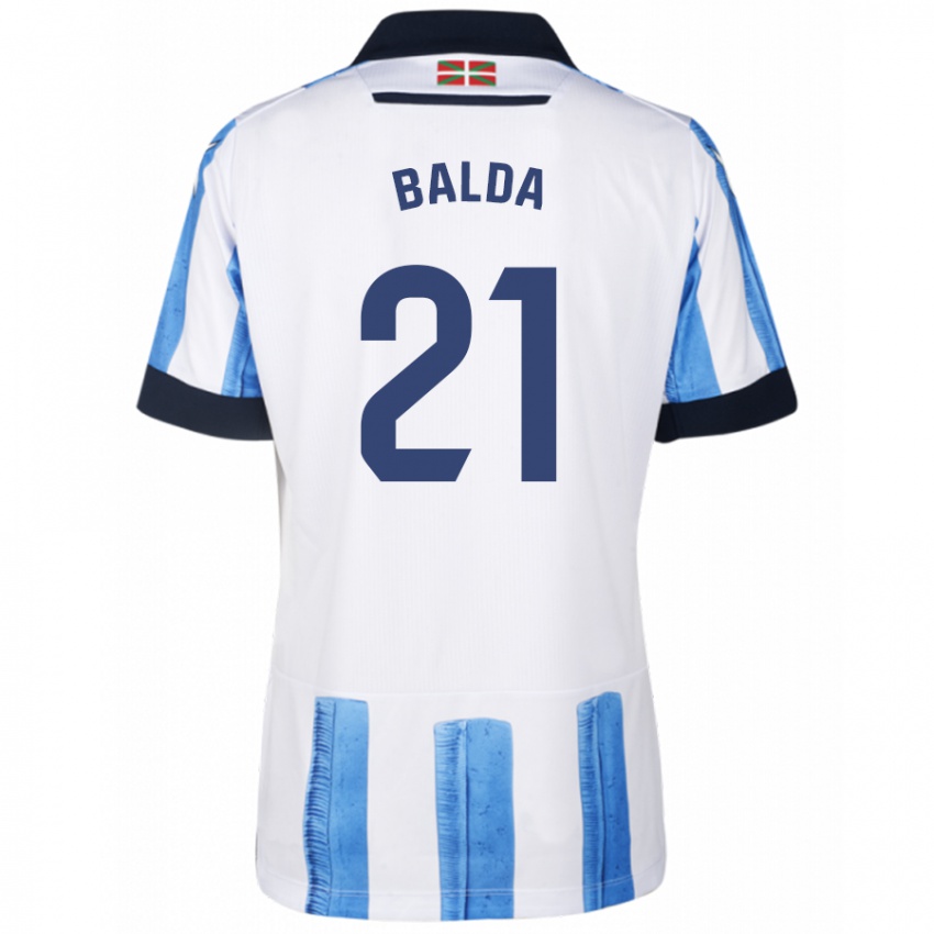 Donna Maglia Jon Balda #21 Blu Bianco Kit Gara Home 2023/24 Maglietta