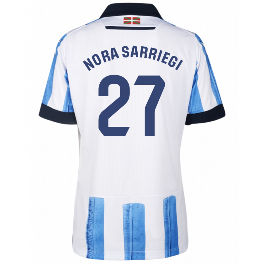 Donna Maglia Nora Sarriegi Galdos #27 Blu Bianco Kit Gara Home 2023/24 Maglietta