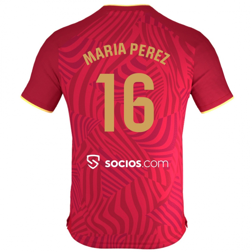 Donna Maglia María Pérez Rabaza #16 Rosso Kit Gara Away 2023/24 Maglietta