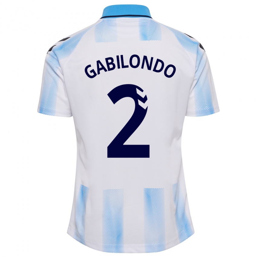 Bambino Maglia Jokin Gabilondo #2 Bianco Blu Kit Gara Home 2023/24 Maglietta