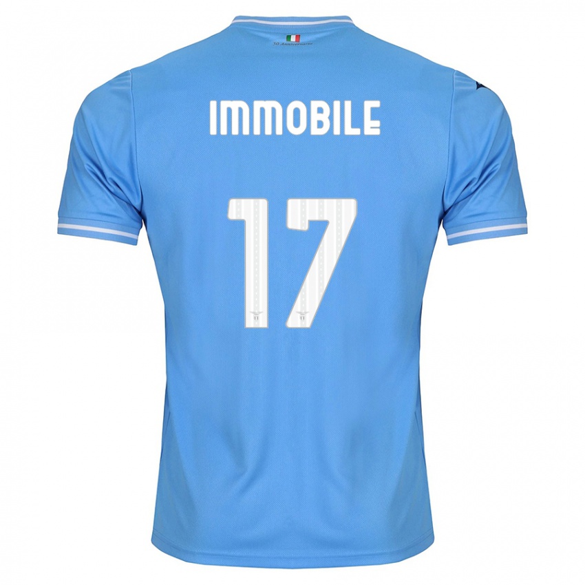 Bambino Maglia Ciro Immobile #17 Blu Kit Gara Home 2023/24 Maglietta