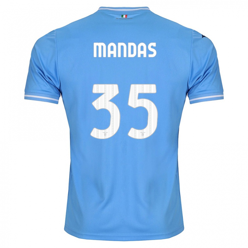 Bambino Maglia Christos Mandas #35 Blu Kit Gara Home 2023/24 Maglietta