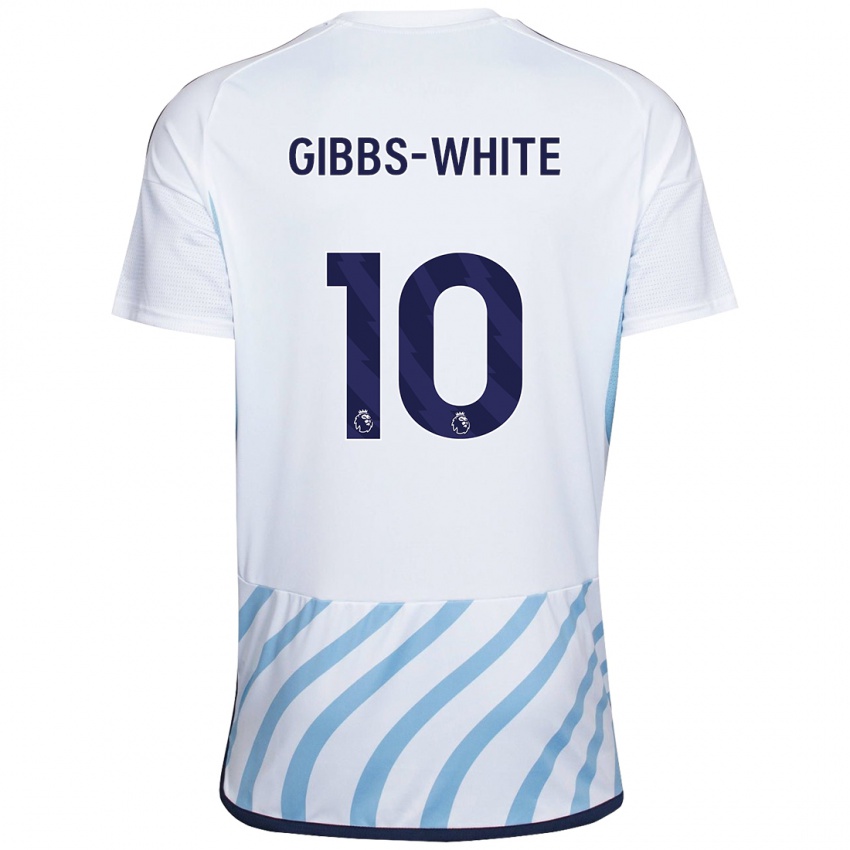 Bambino Maglia Morgan Gibbs-White #10 Bianco Blu Kit Gara Away 2023/24 Maglietta