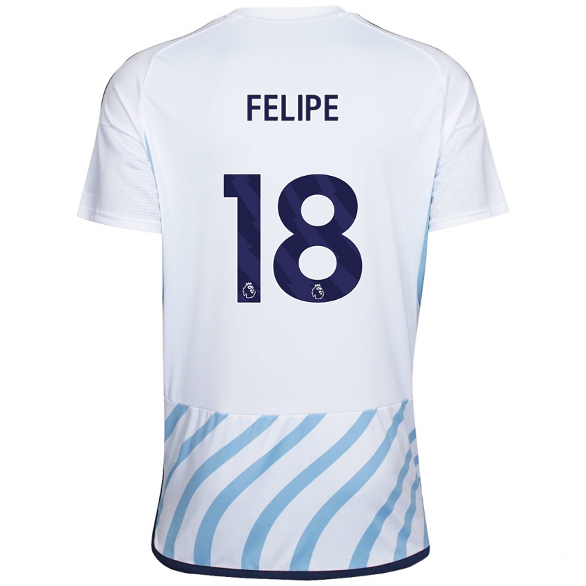 Bambino Maglia Felipe #18 Bianco Blu Kit Gara Away 2023/24 Maglietta
