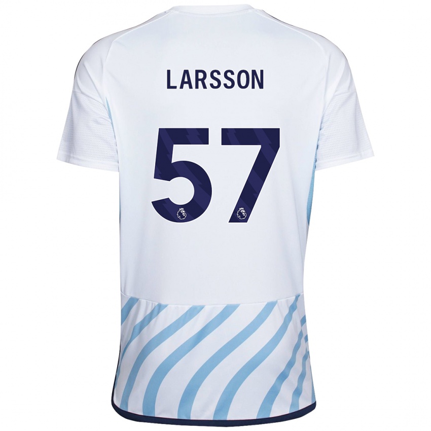 Bambino Maglia Julian Larsson #57 Bianco Blu Kit Gara Away 2023/24 Maglietta