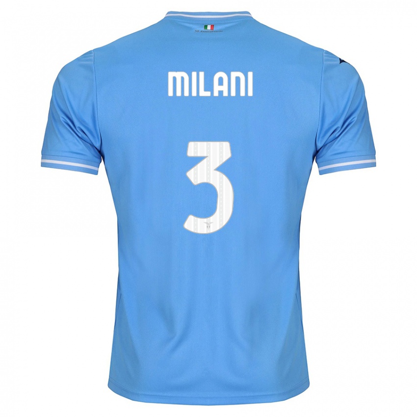Uomo Maglia Alessandro Milani #3 Blu Kit Gara Home 2023/24 Maglietta