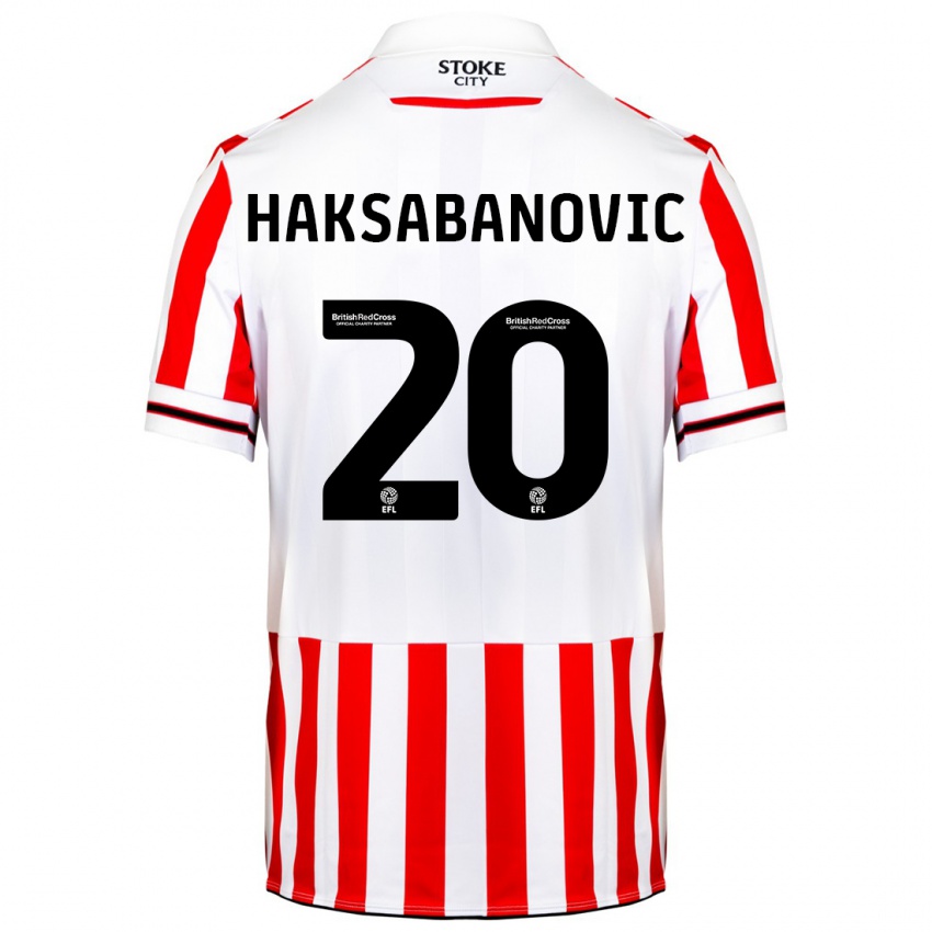 Uomo Maglia Sead Hakšabanović #20 Rosso Bianco Kit Gara Home 2023/24 Maglietta