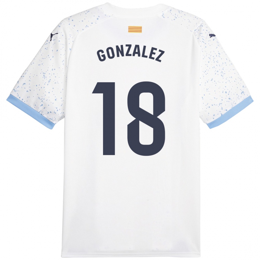 Uomo Maglia Gerard Gonzalez #18 Bianco Kit Gara Away 2023/24 Maglietta